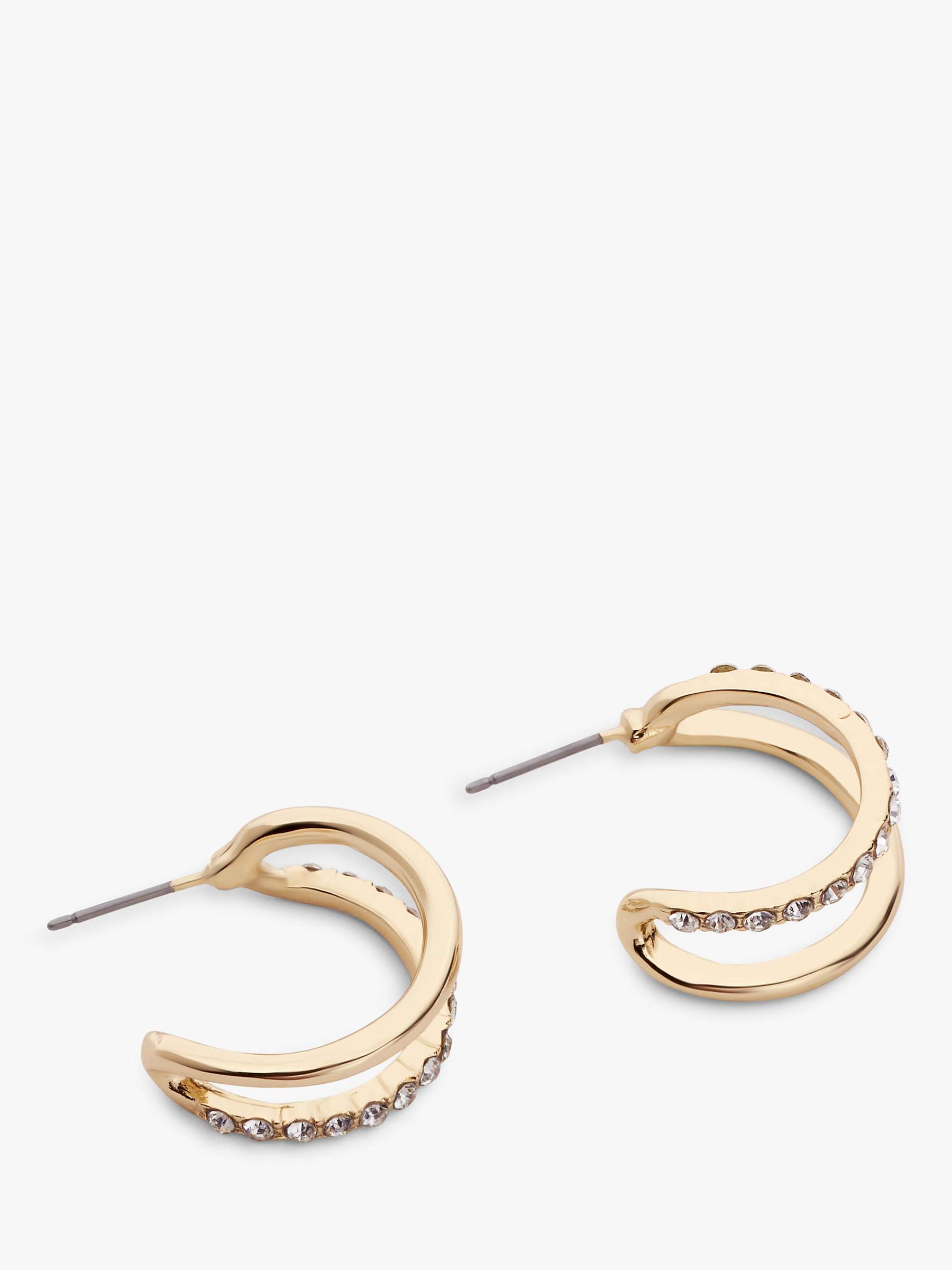 Buy John Lewis Smooth & Diamante Split Half Hoop Earrings, Gold Online at johnlewis.com