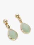 John Lewis Teardrop Semi-Precious Stone Drop Earrings, Gold/Aventurine