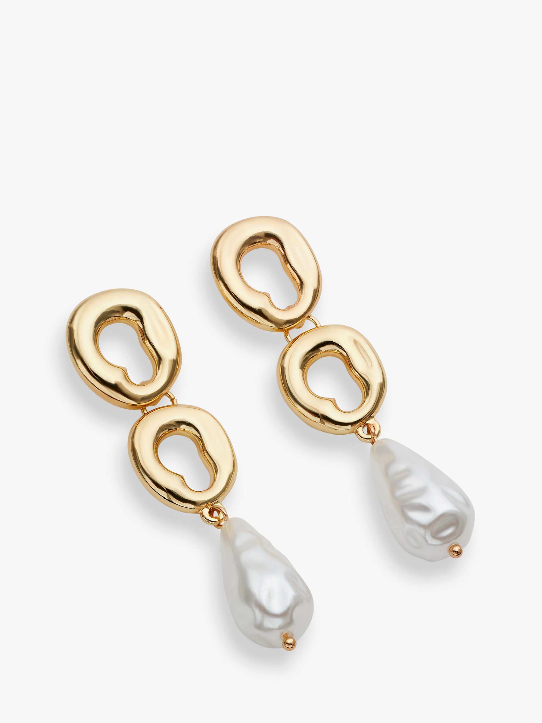Buy John Lewis Statement Molten Circle and Faux Pearl Drop Earrings, Gold Online at johnlewis.com