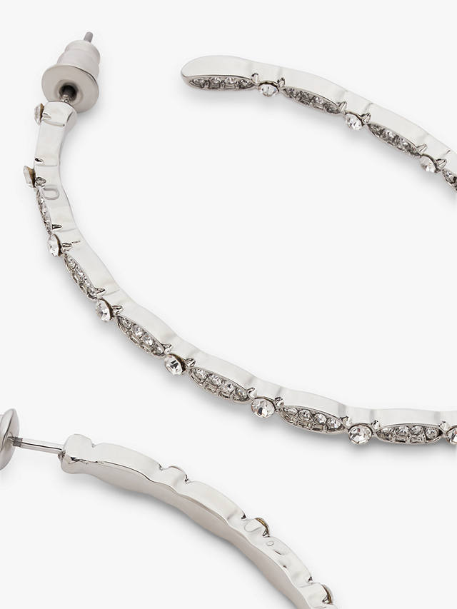 John Lewis Diamante Irregular Oval Hoop Earrings, Silver
