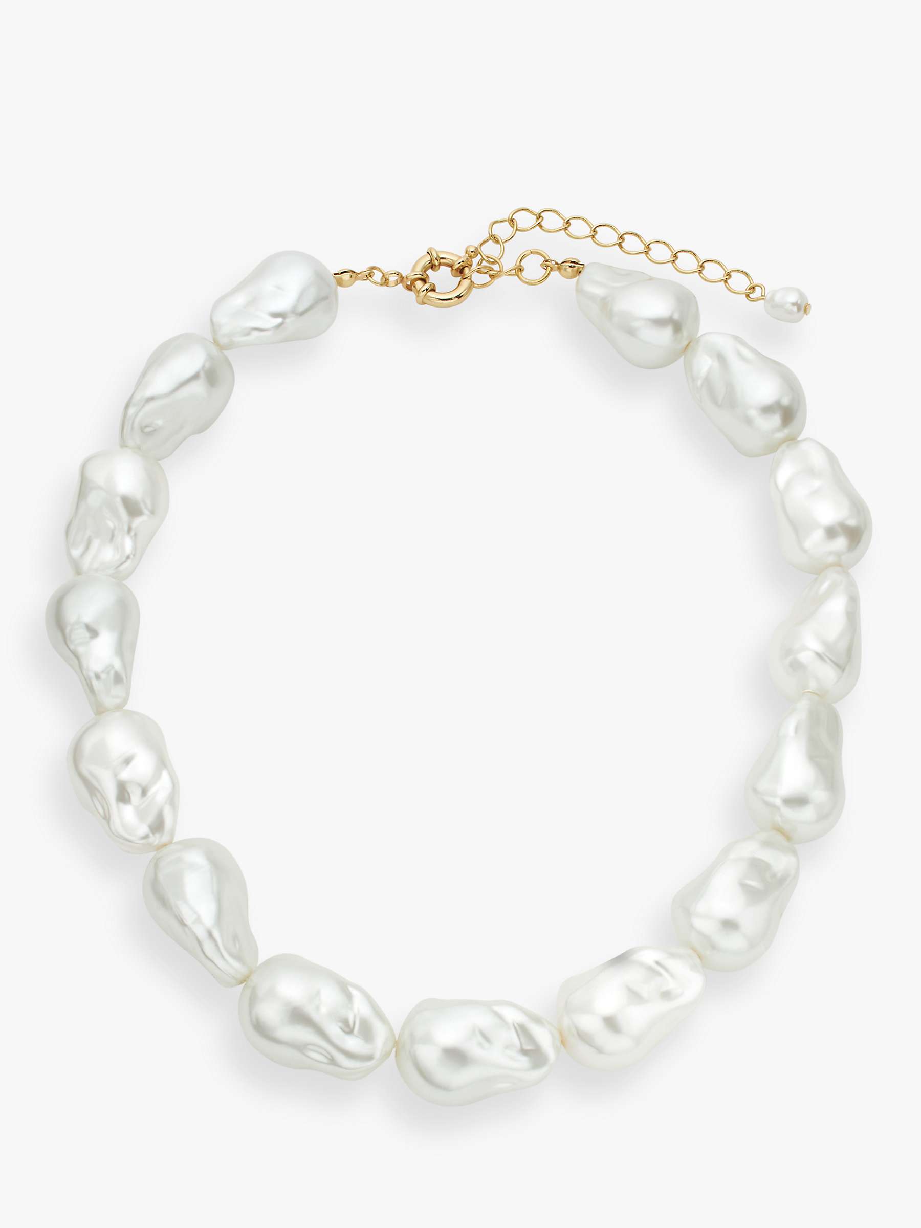 Buy John Lewis Irregular Faux Pearl Necklace, White/Gold Online at johnlewis.com