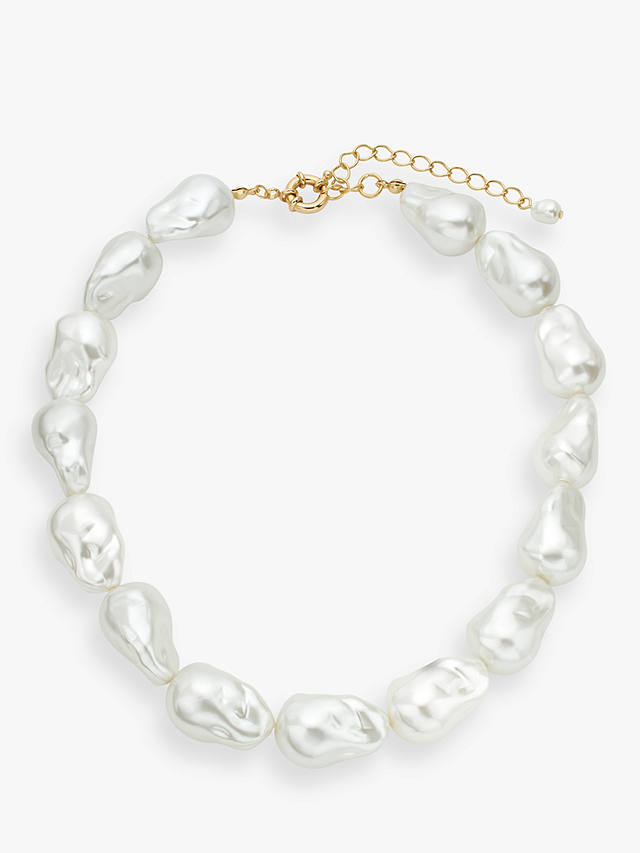 John Lewis Irregular Faux Pearl Necklace, White/Gold