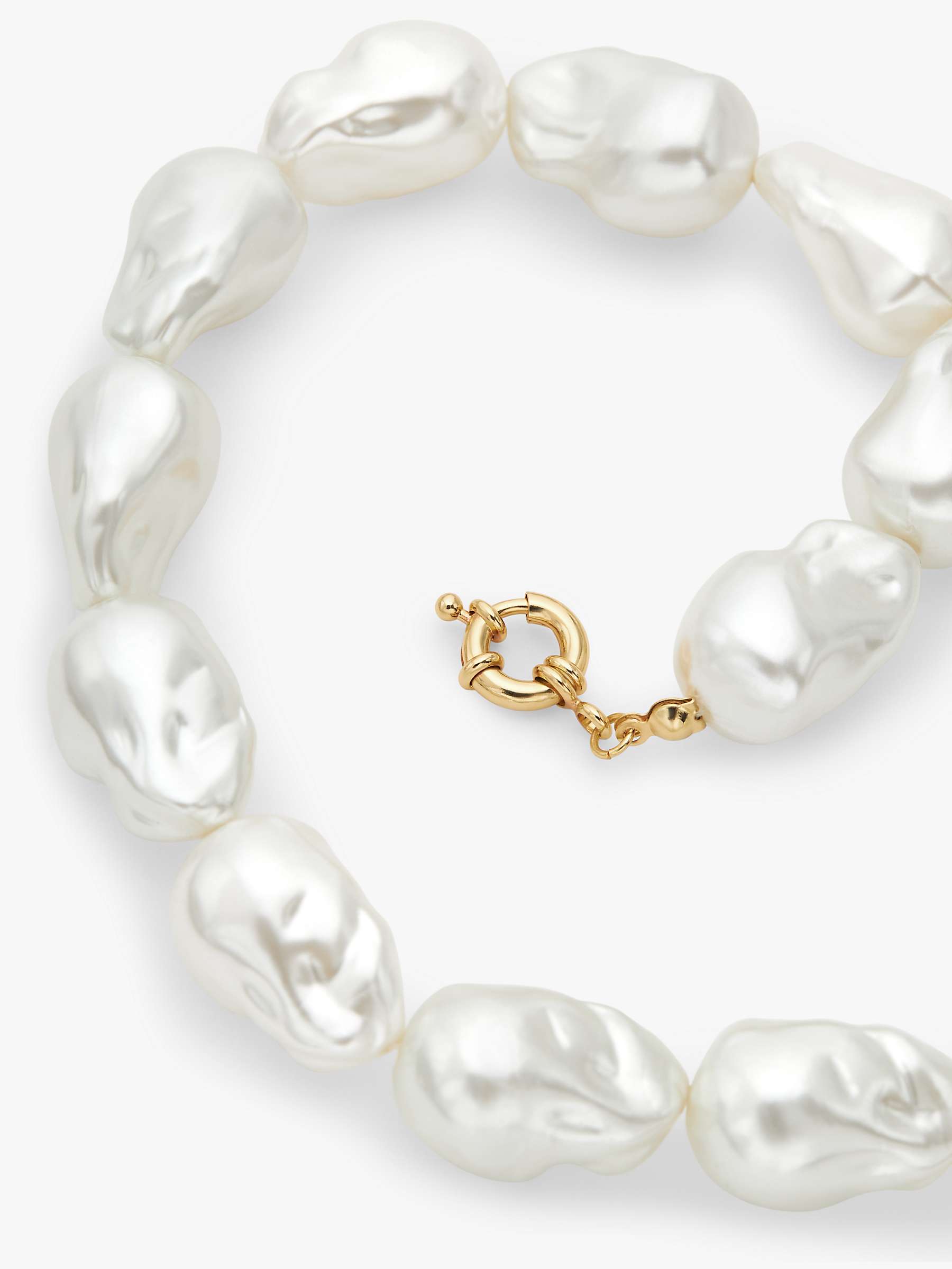 Buy John Lewis Irregular Faux Pearl Necklace, White/Gold Online at johnlewis.com