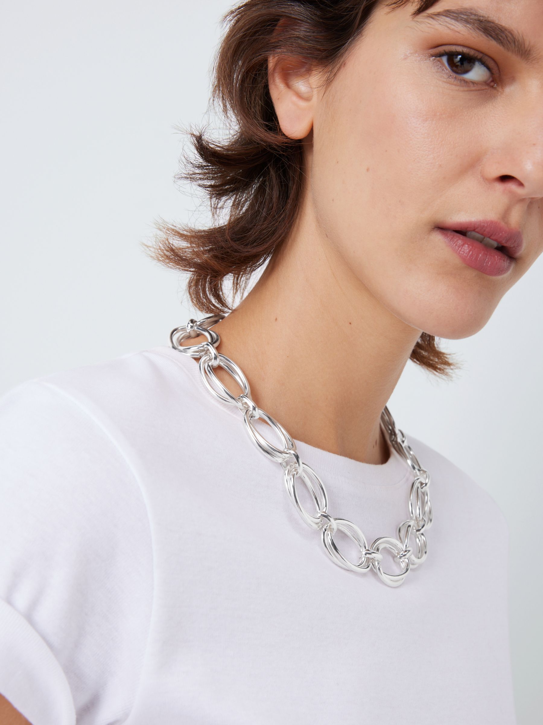Chunky Silver Chain Link Necklace Statement Necklace -   Chain link  necklace silver, Chain link necklace, Chunky chain necklaces