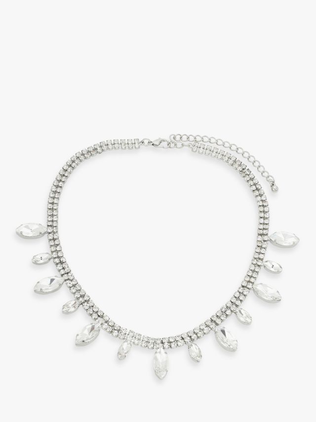 Silver Double Row Diamante Choker