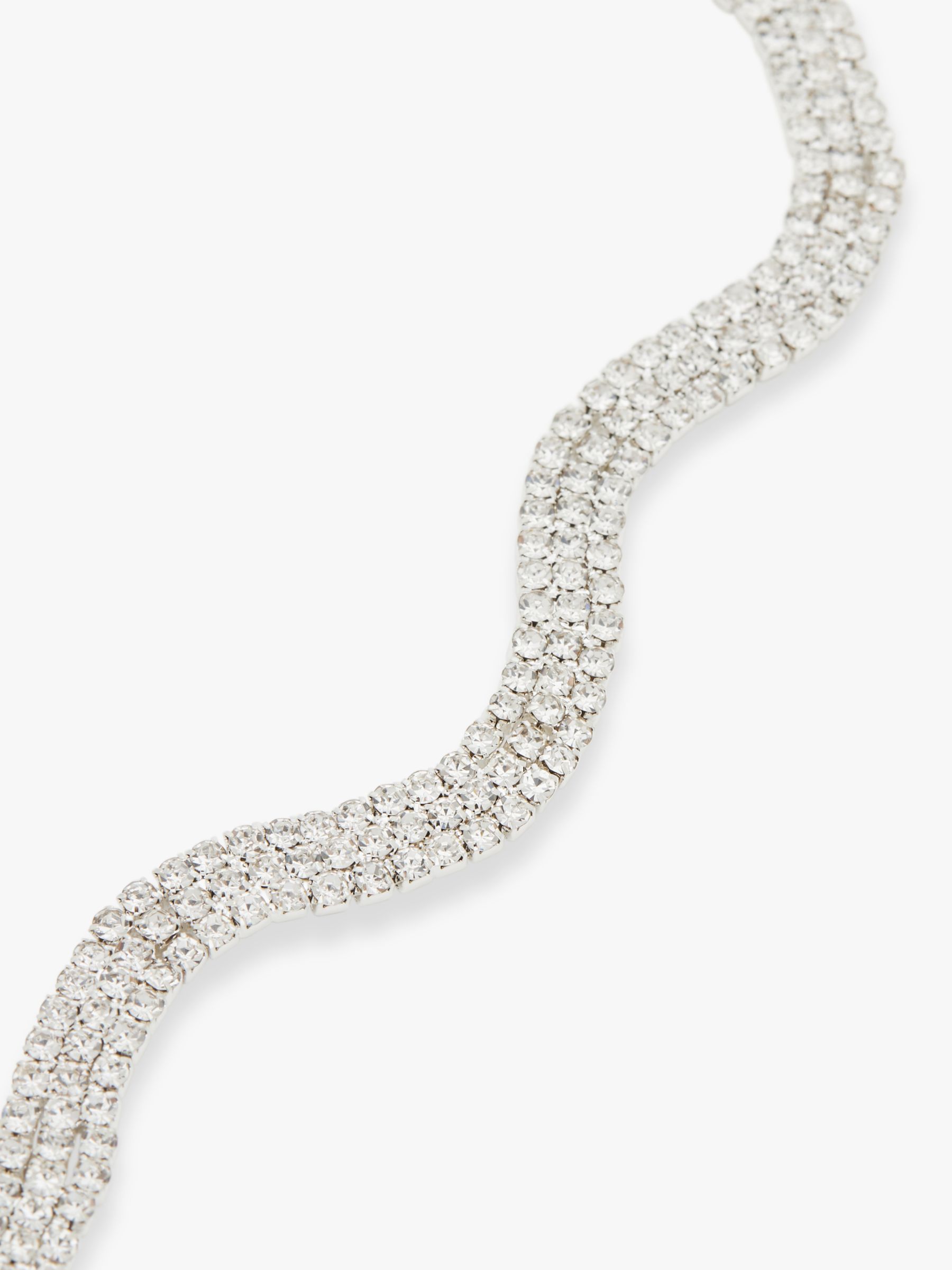 Buy John Lewis Wave Triple Row Diamante Collar Necklace, Silver Online at johnlewis.com