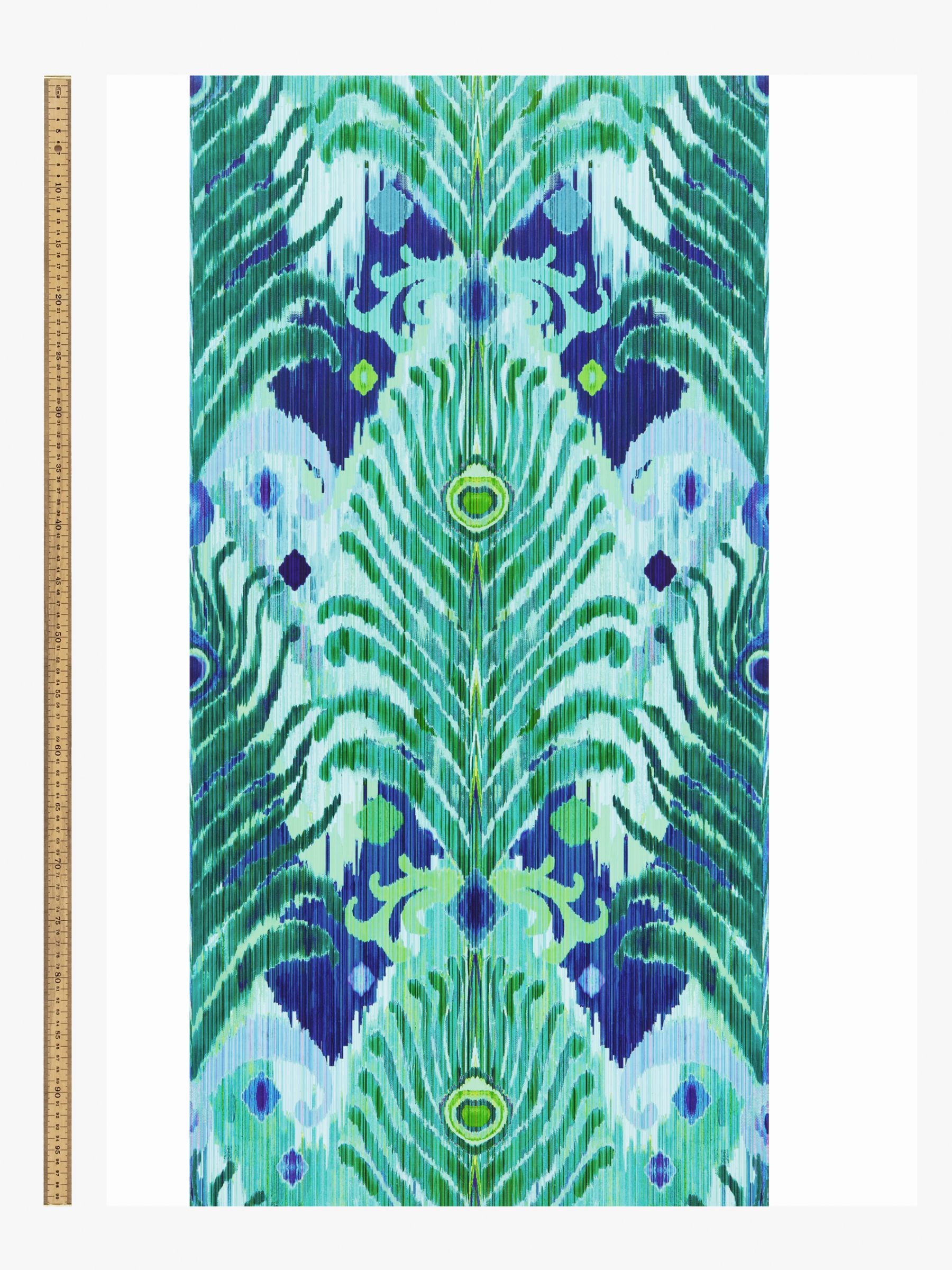 John Lewis + Matthew Williamson Peacock Ikat Wallpaper, Turquoise