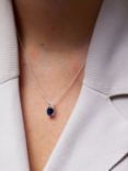 Simply Silver Mini Sapphire Cubic Zirconia Pendant Necklace, Silver/Blue