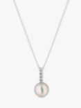 Simply Silver Cubic Zirconia and Freshwater Pearl Necklace, Silver