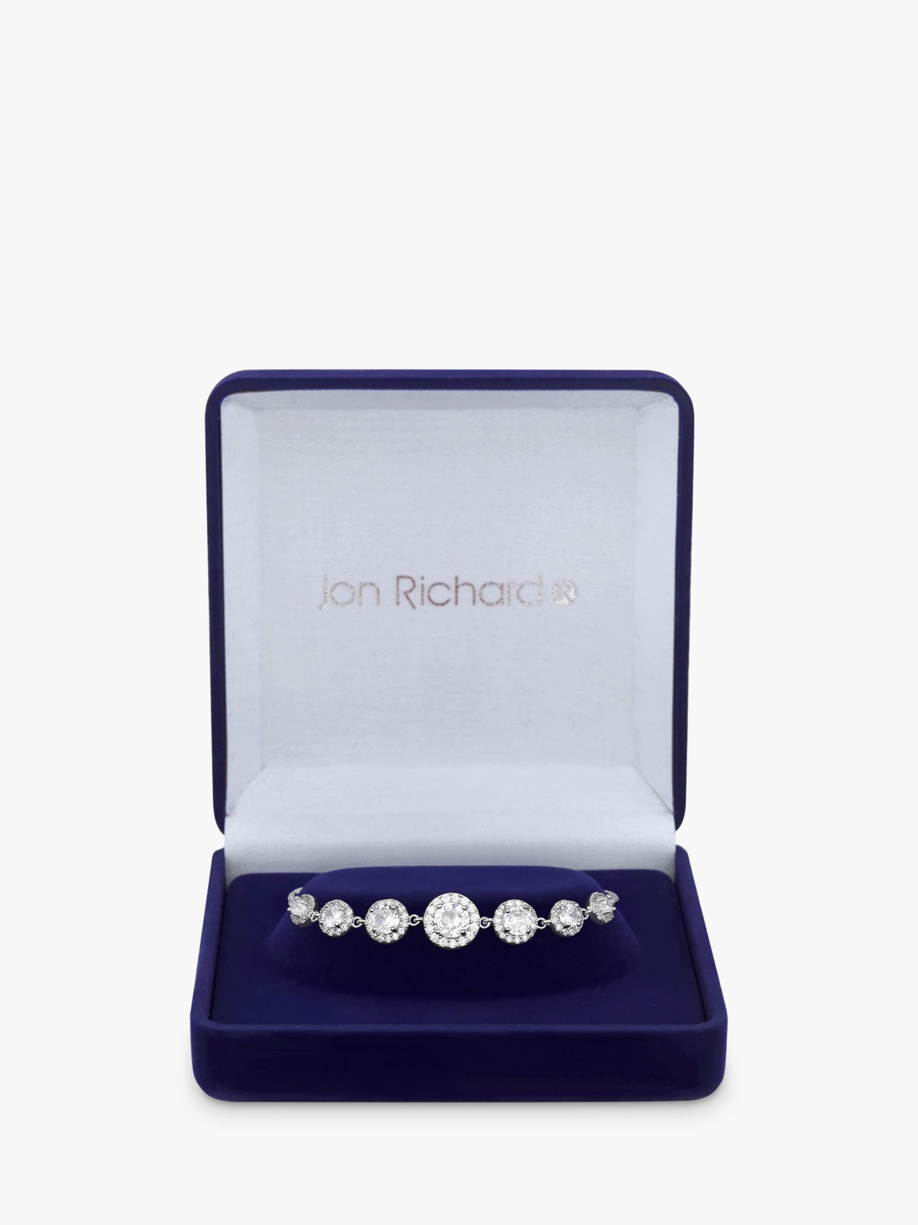 Buy Jon Richard Cubic Zirconia Halo Toggle Bracelet, Silver Online at johnlewis.com