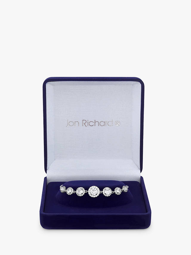 Jon Richard Cubic Zirconia Halo Toggle Bracelet, Silver