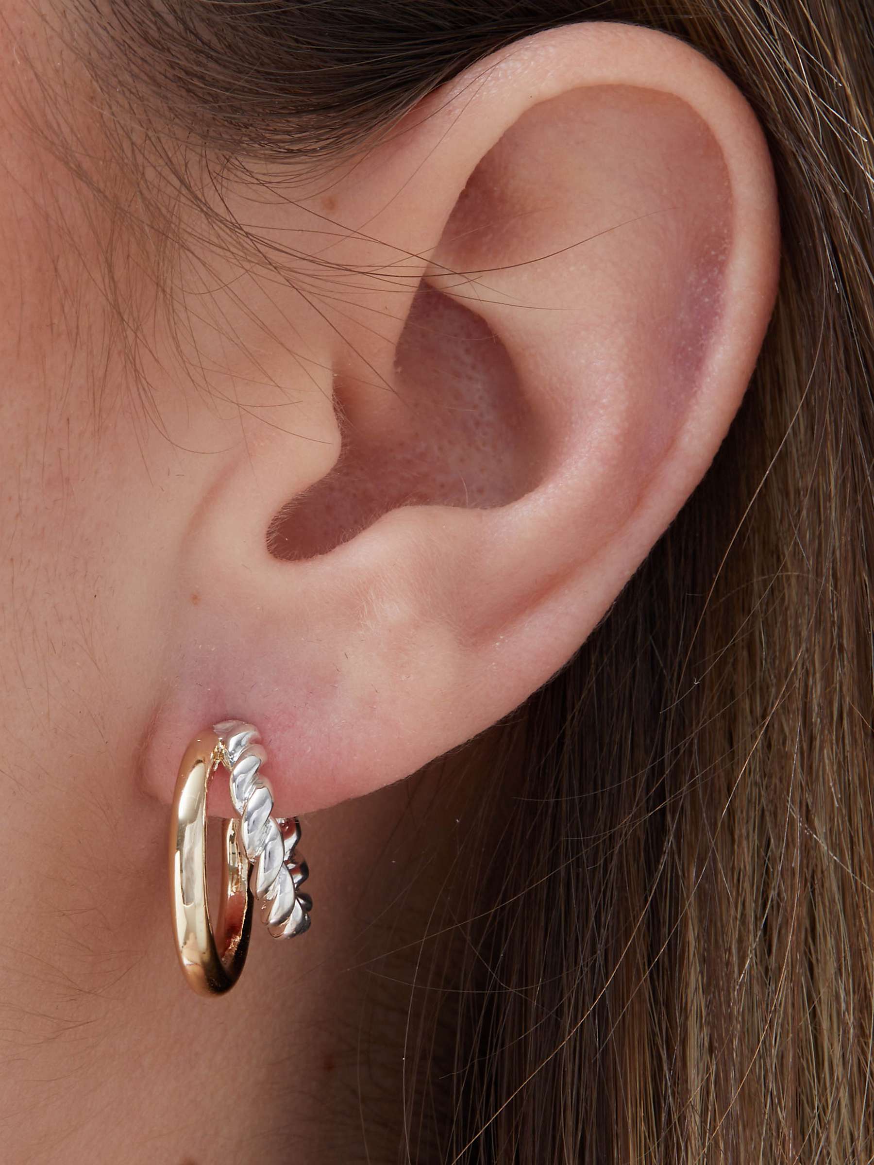 Buy Jon Richard Two Tone Hoop Earrings, Silver/Gold Online at johnlewis.com