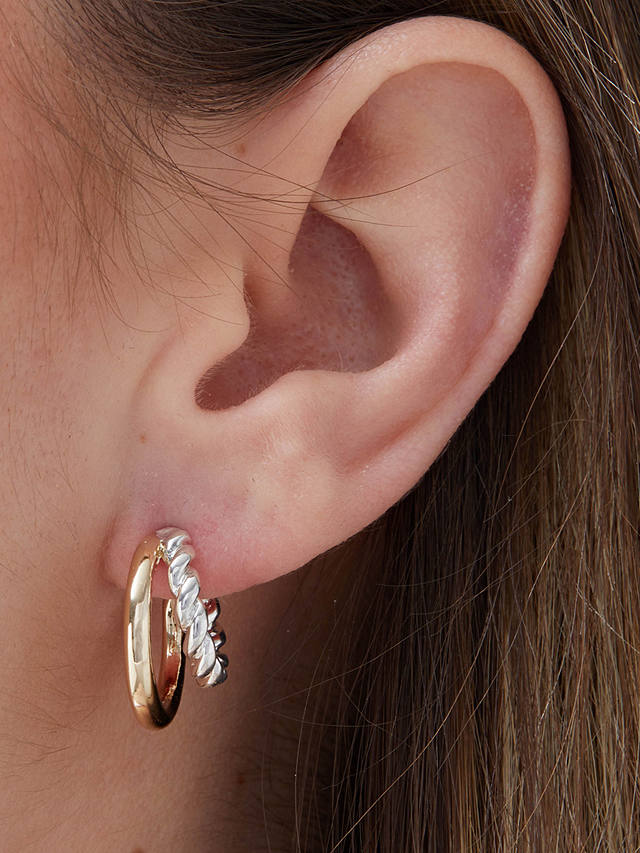 Jon Richard Two Tone Hoop Earrings, Silver/Gold