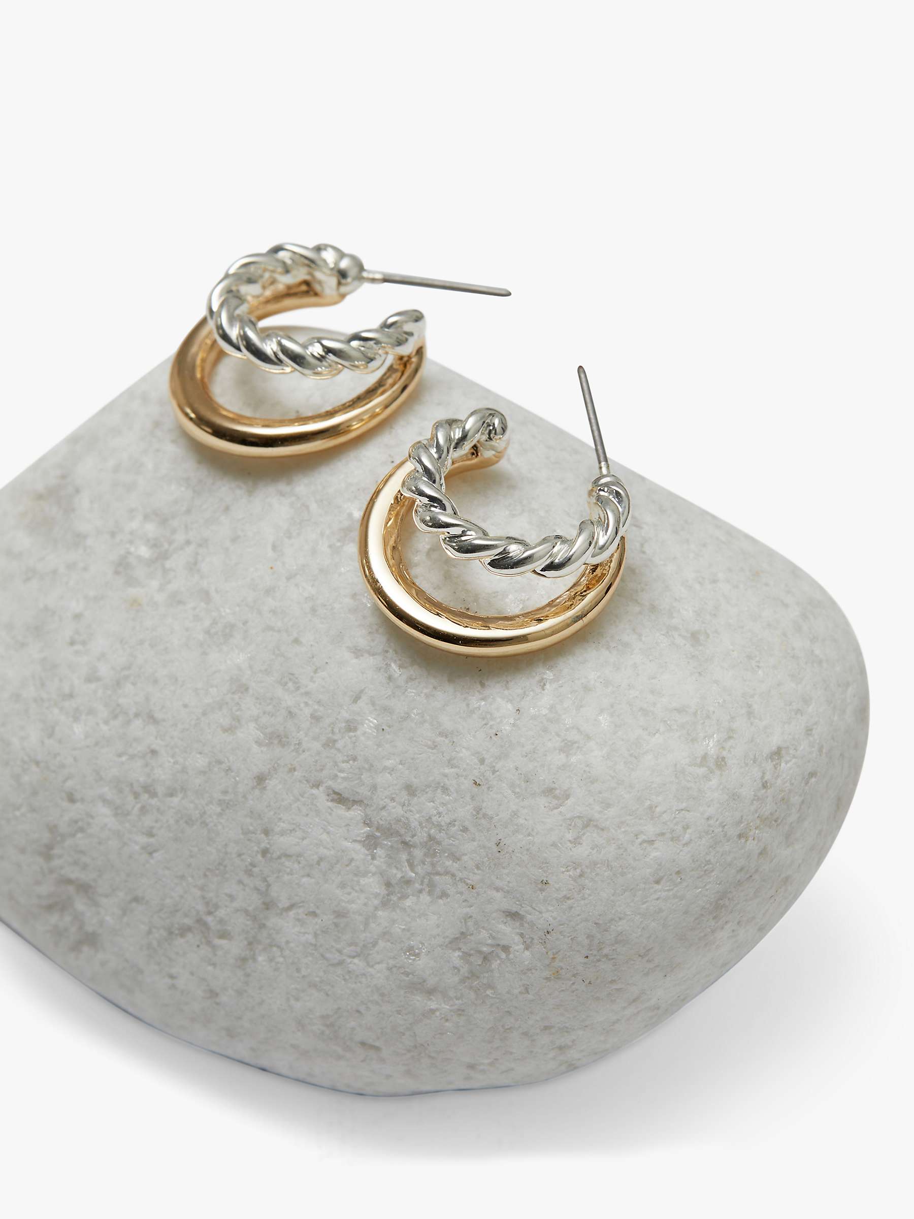 Buy Jon Richard Two Tone Hoop Earrings, Silver/Gold Online at johnlewis.com