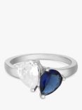 Jon Richard Double Teardrop Cubic Zirconia Ring, Blue/White