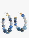 HUSH Adeline Gemstone Hoop Earrings, Gold/Blue