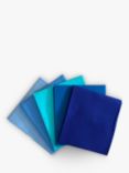 Oddies Textiles Plain Fat Quarter Fabrics, Pack of 5, Blue