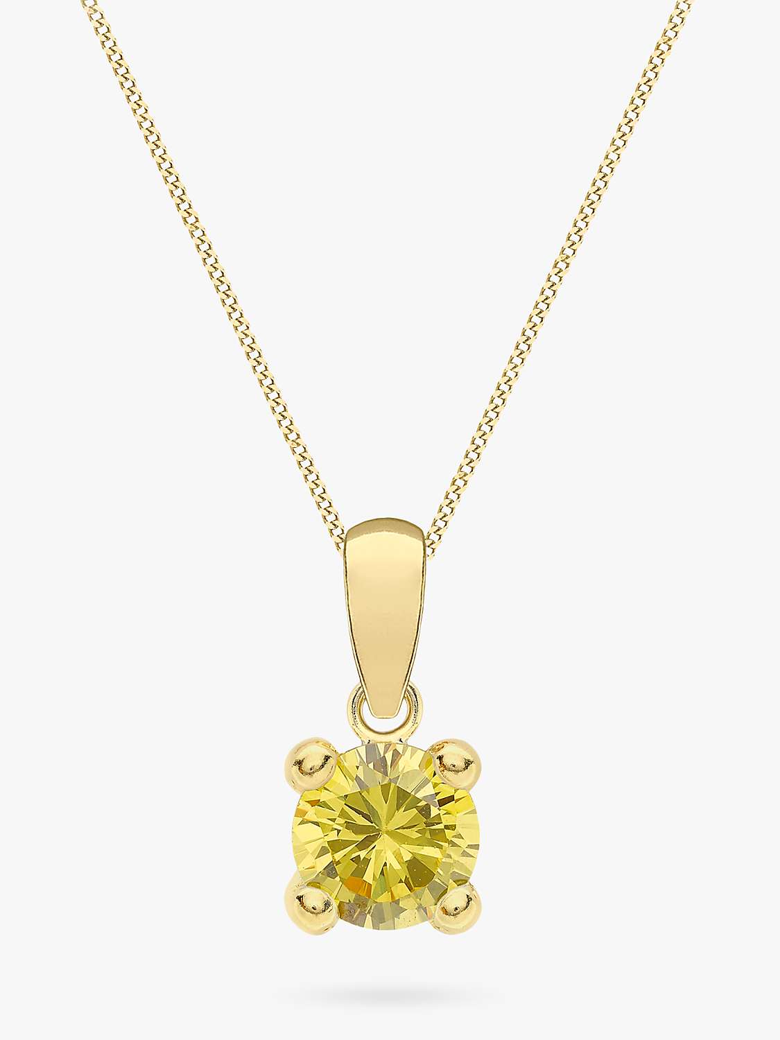 Buy IBB 9ct Yellow Gold Round Cubic Zirconia Pendant Necklace Online at johnlewis.com