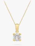 IBB 9ct Yellow Gold Round Cubic Zirconia Pendant Necklace, April/Clear