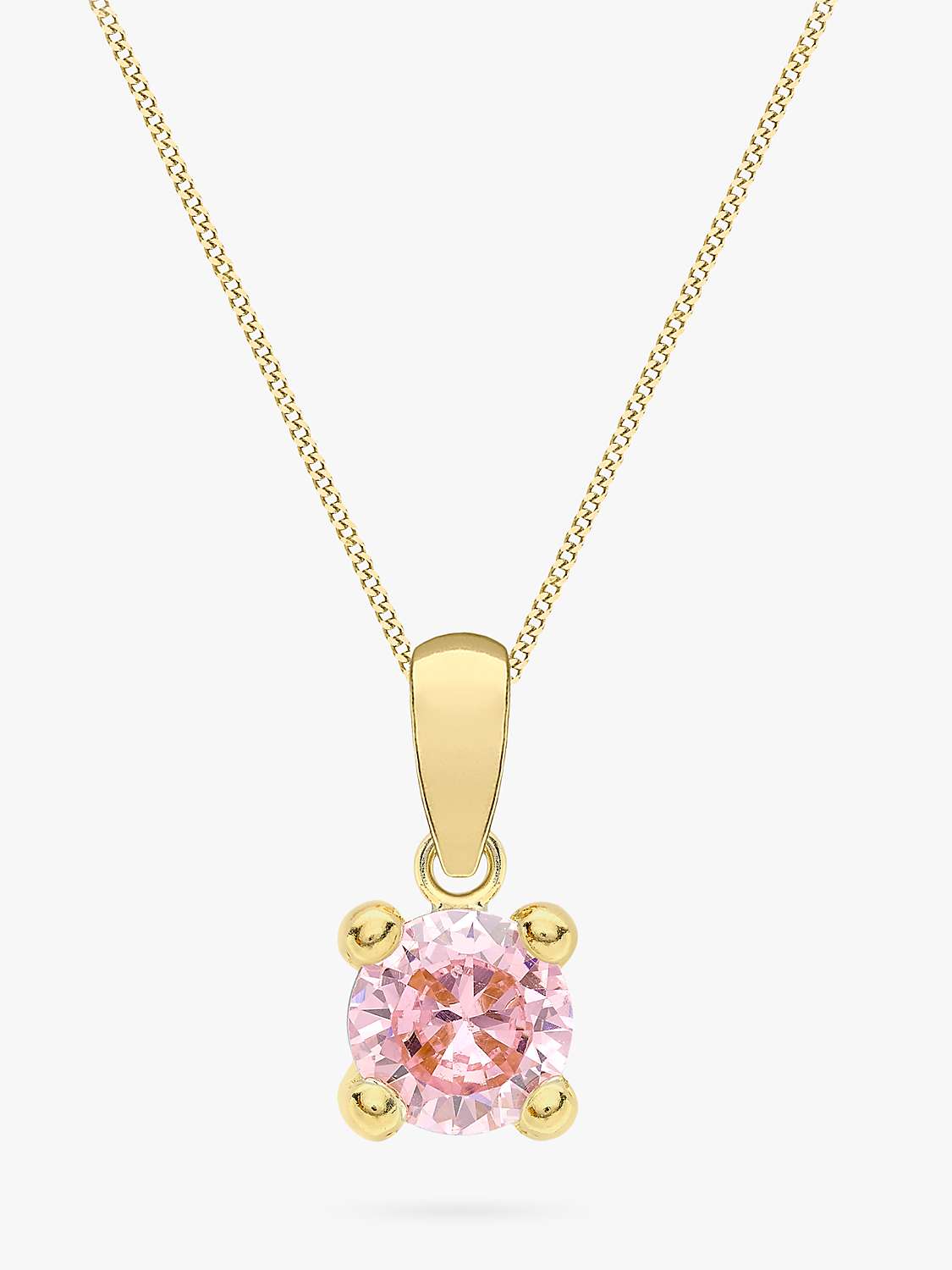 Buy IBB 9ct Yellow Gold Round Cubic Zirconia Pendant Necklace Online at johnlewis.com