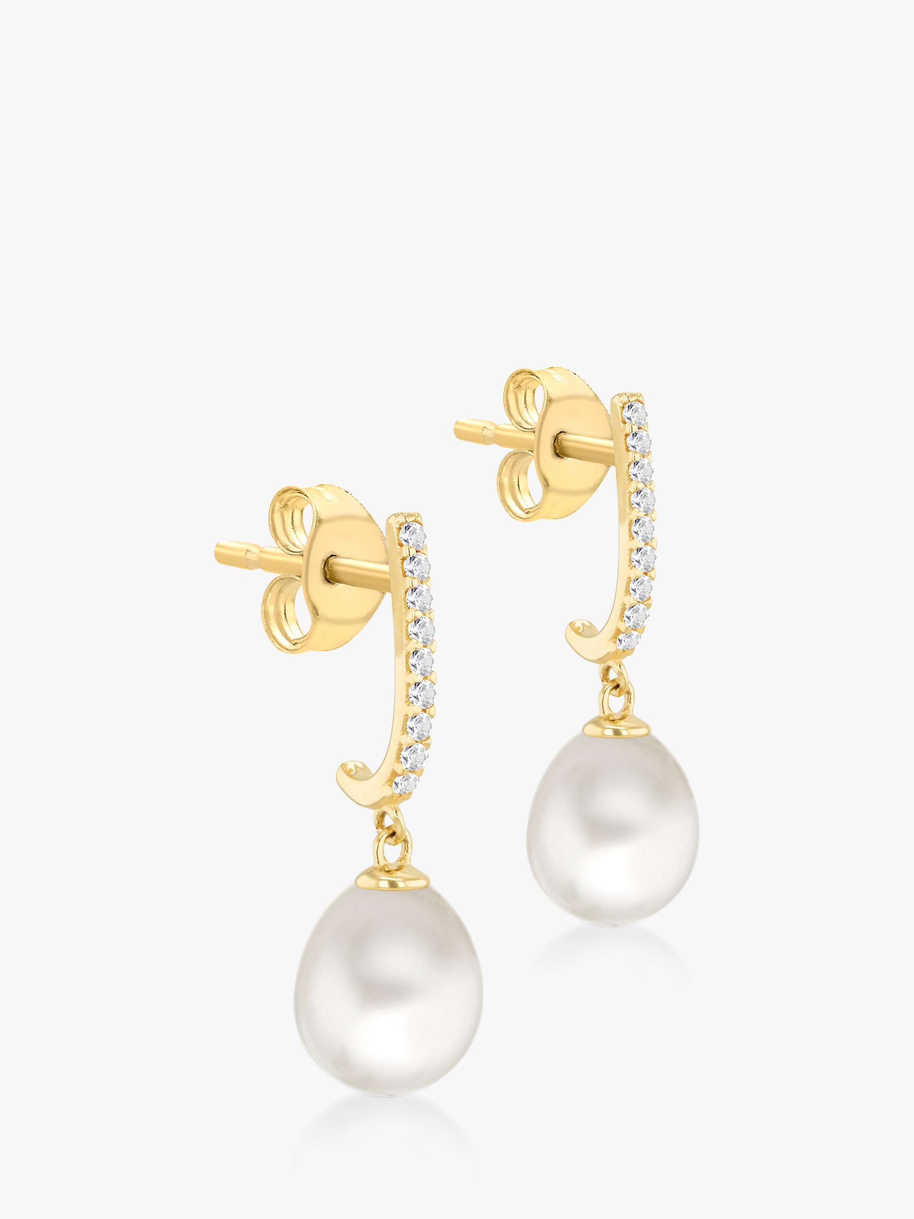 Buy IBB 9ct Gold Pearl & Cubic Zirconia Drop Earrings, Gold Online at johnlewis.com