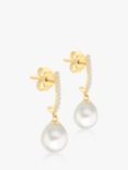 IBB 9ct Gold Pearl & Cubic Zirconia Drop Earrings, Gold