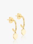 IBB 9ct Gold Heart Charm Hoop Earrings, Gold
