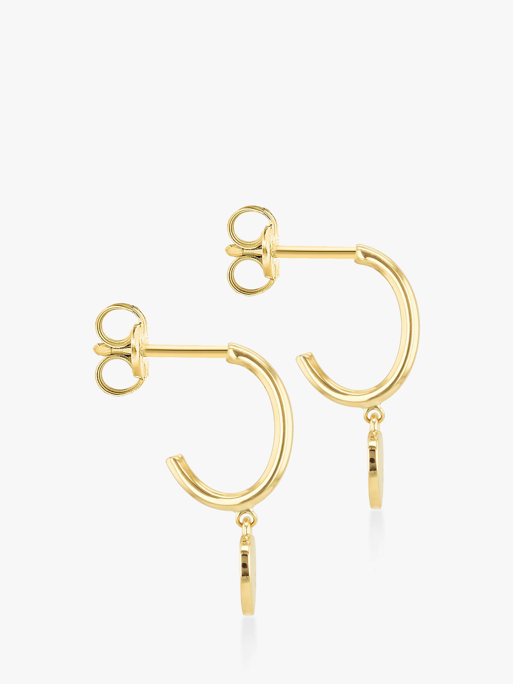 Buy IBB 9ct Gold Heart Charm Hoop Earrings, Gold Online at johnlewis.com