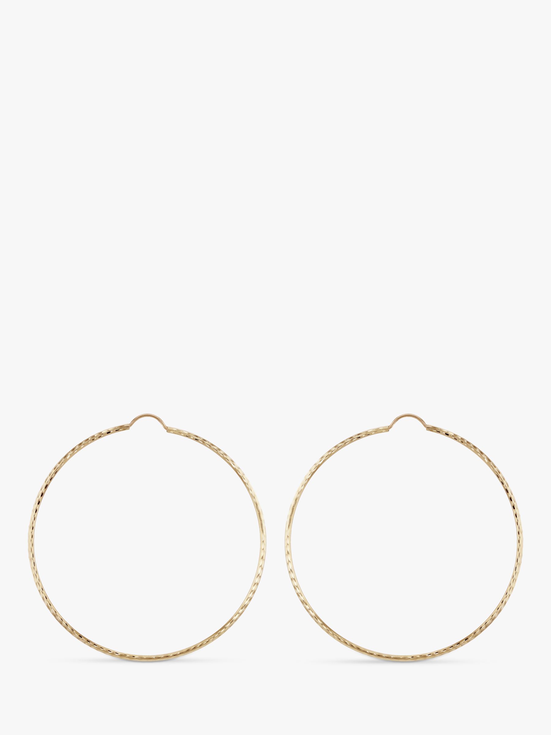 IBB 9ct Large Textured Hoop Earrings, Gold