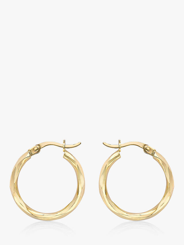 IBB 9ct Gold Faceted Creole Hoop Earrings, Gold