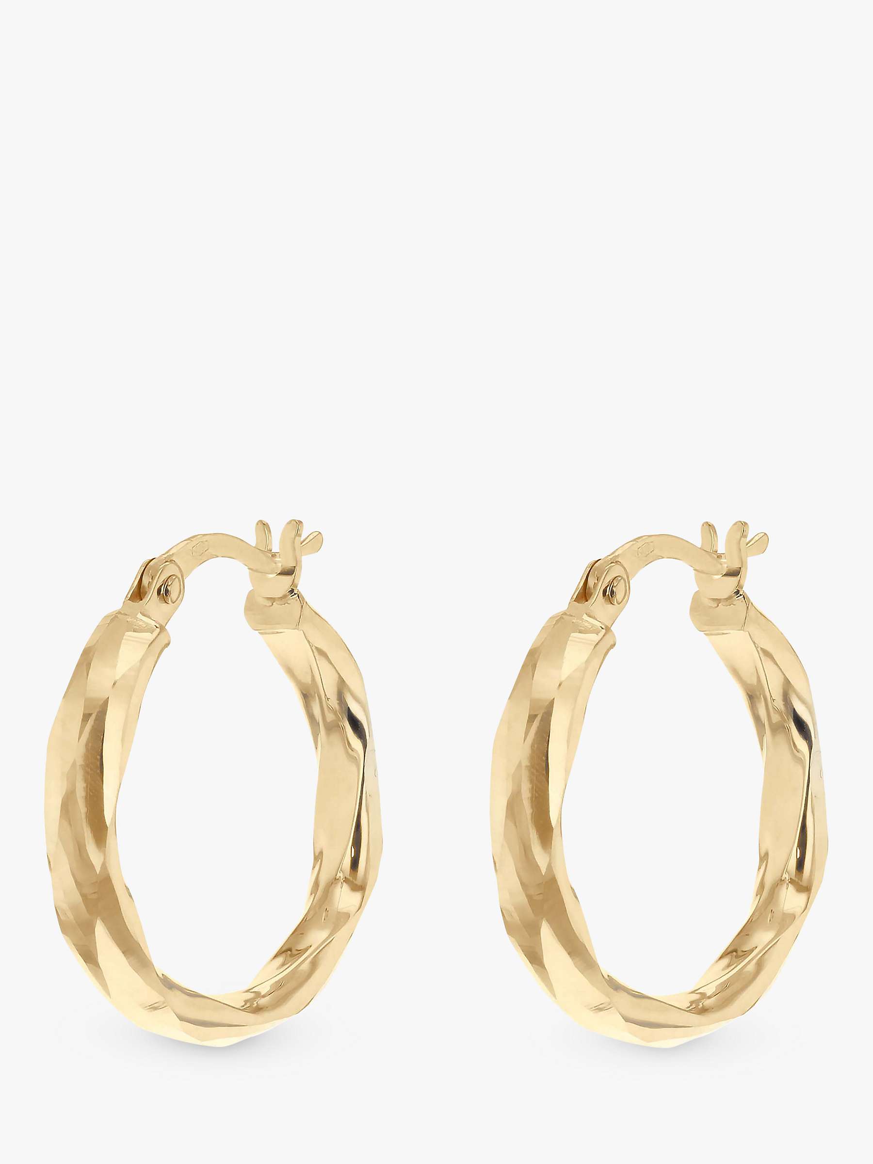 Buy IBB 9ct Gold Faceted Creole Hoop Earrings, Gold Online at johnlewis.com