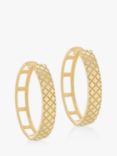 IBB 9ct Gold Quilted Large Hoop Earrings, Gold