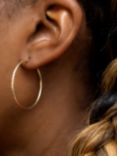 IBB 9ct Gold Textured Slim Hoop Earrings, Gold