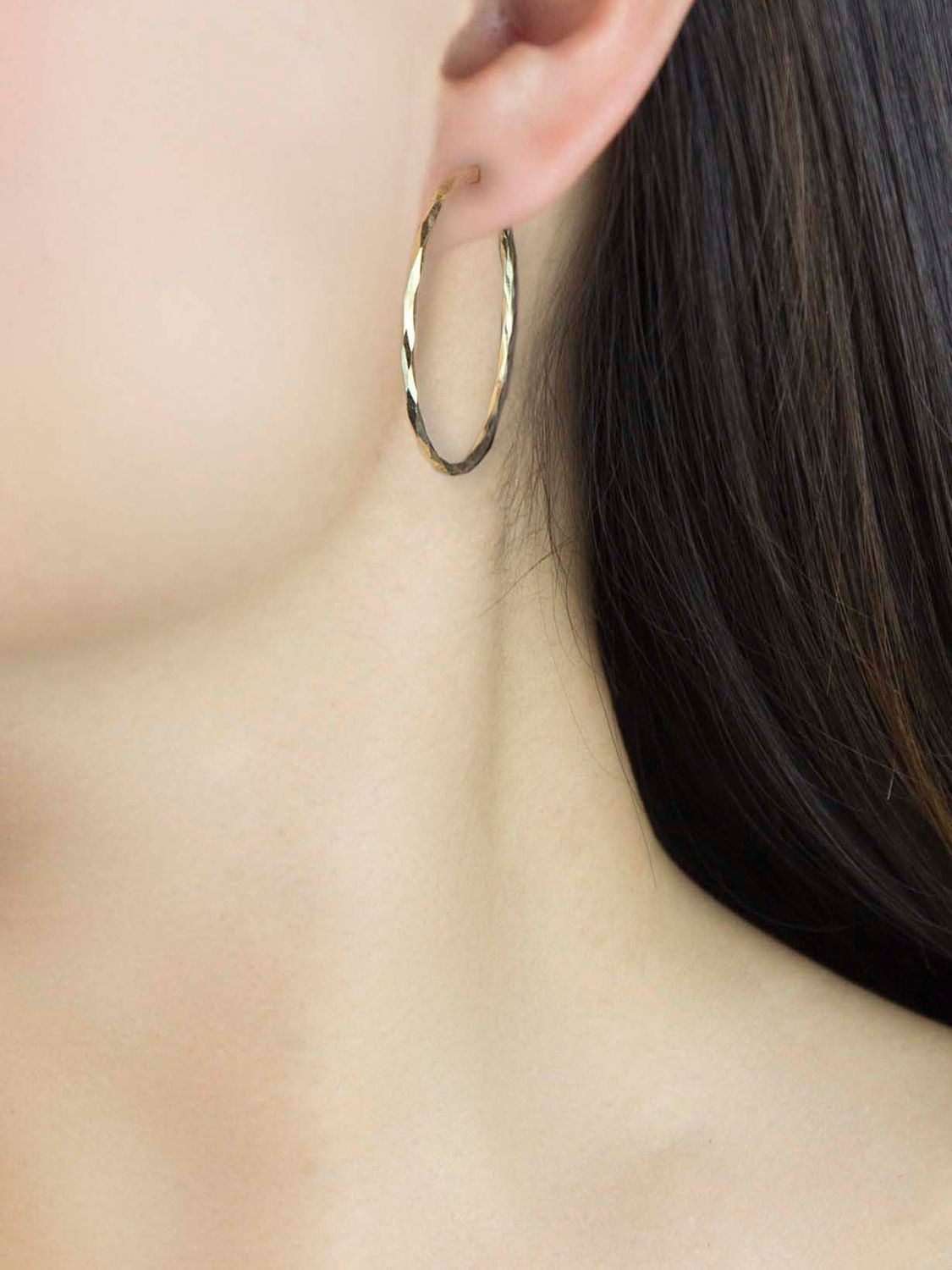 Buy IBB 9ct Gold Medium Faceted Hoop Earrings, Gold Online at johnlewis.com