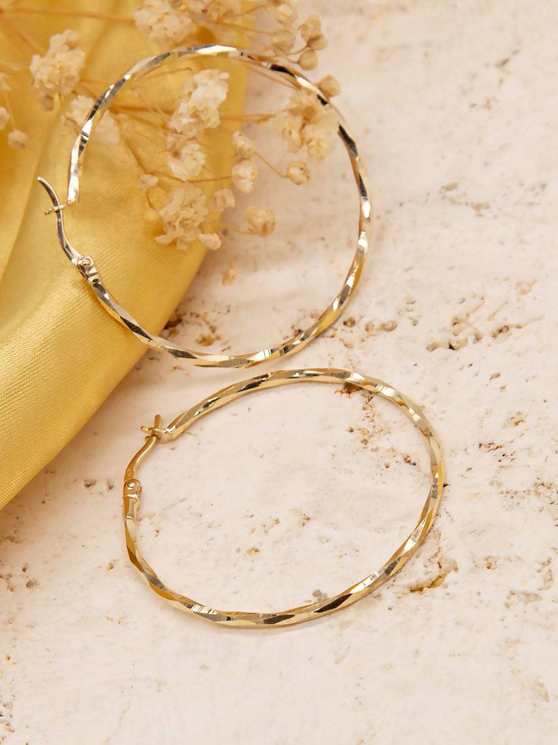 Buy IBB 9ct Gold Medium Faceted Hoop Earrings, Gold Online at johnlewis.com