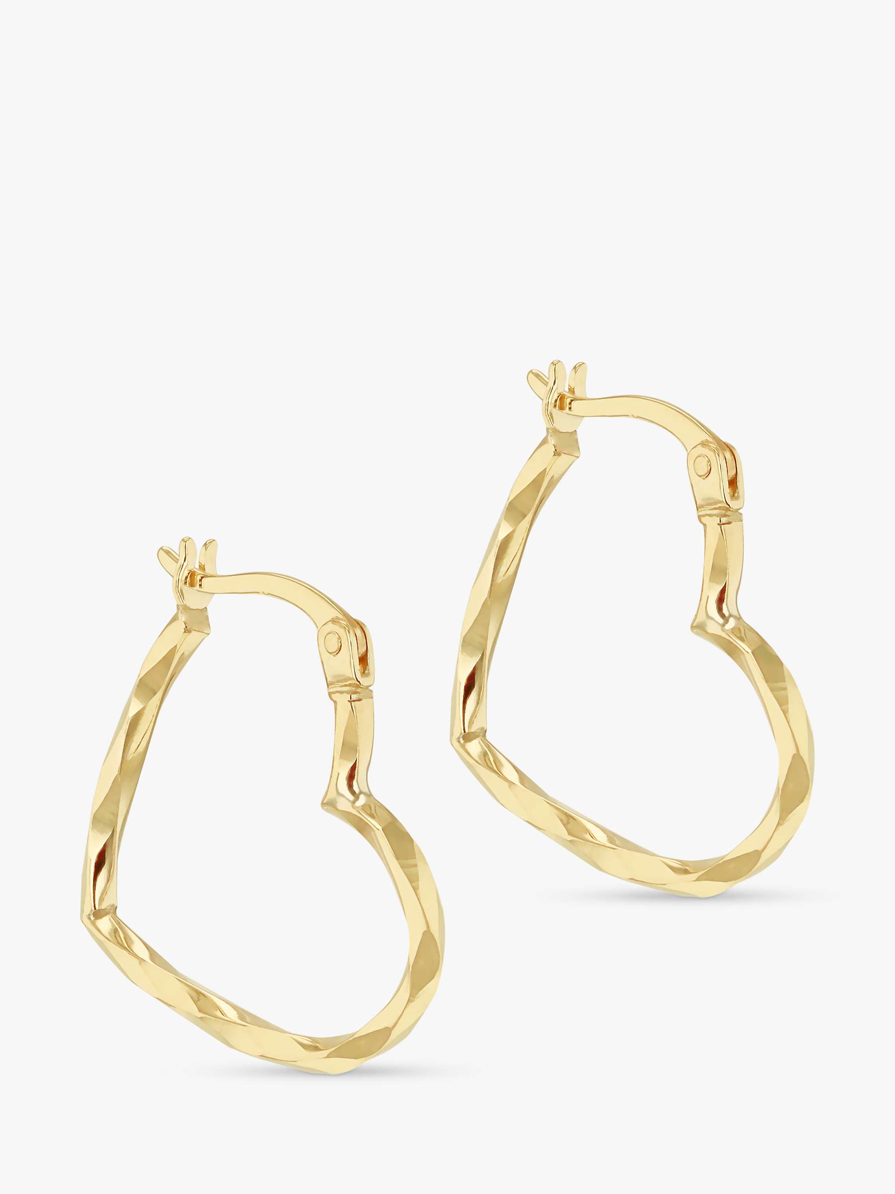 Buy IBB 9ct Gold Textured Heart Hoop Earrings, Gold Online at johnlewis.com