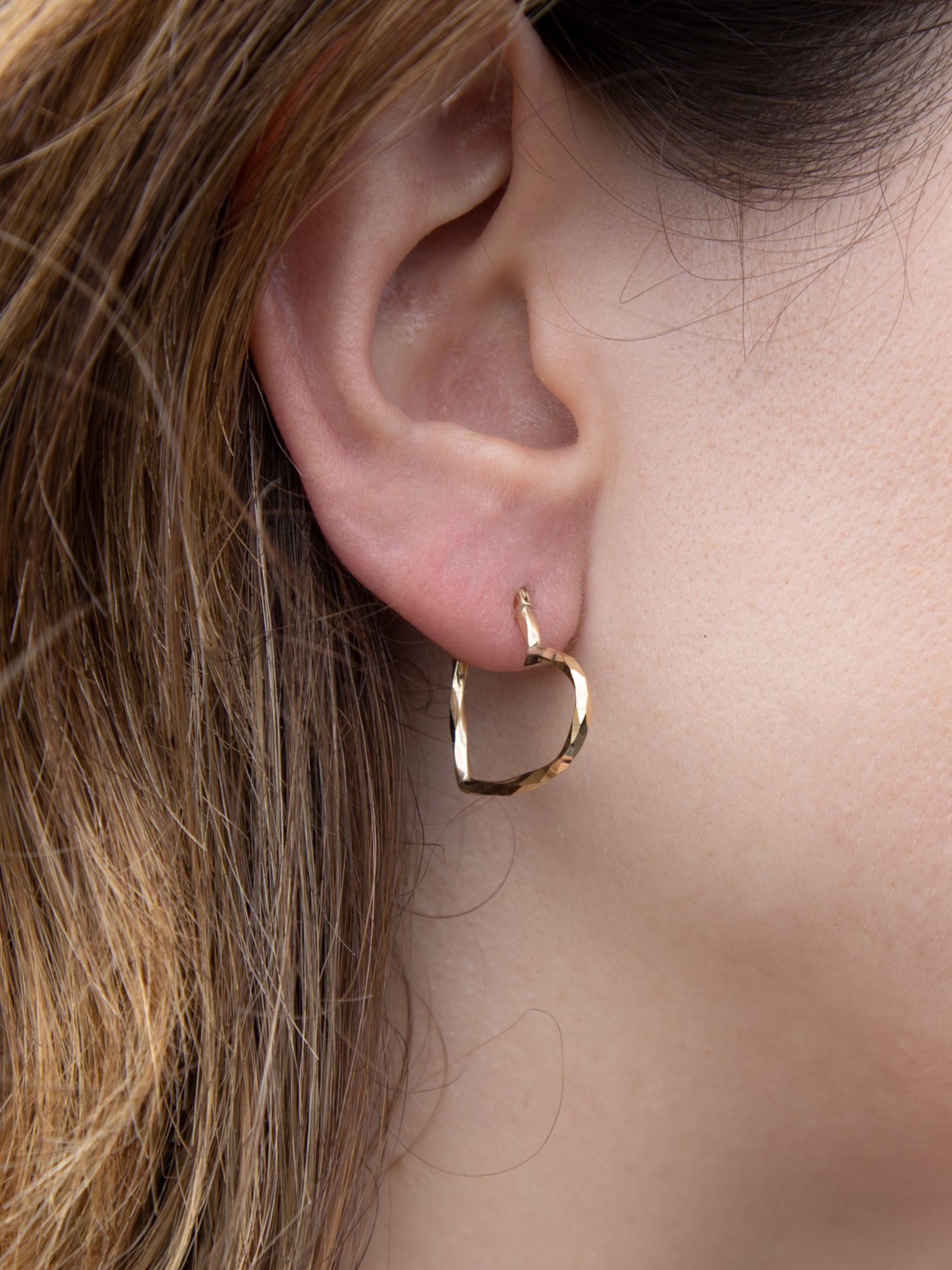 Buy IBB 9ct Gold Textured Heart Hoop Earrings, Gold Online at johnlewis.com