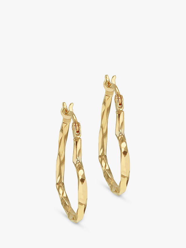 IBB 9ct Gold Textured Heart Hoop Earrings, Gold