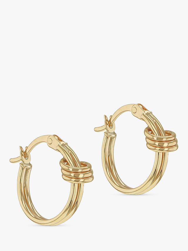 IBB 9ct Gold Double Love Knot Hoop Earrings, Gold