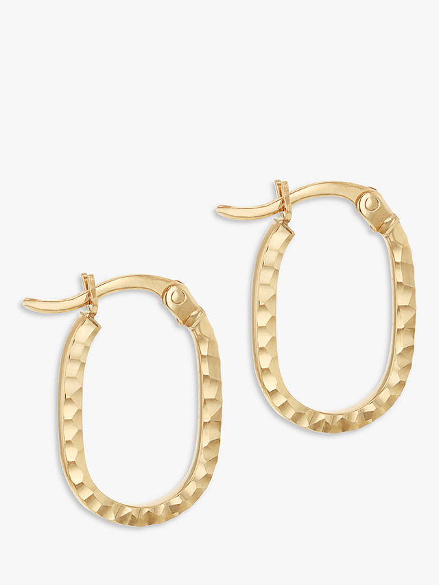 IBB 9ct Small Faceted Oval Hoop Earrings, Gold