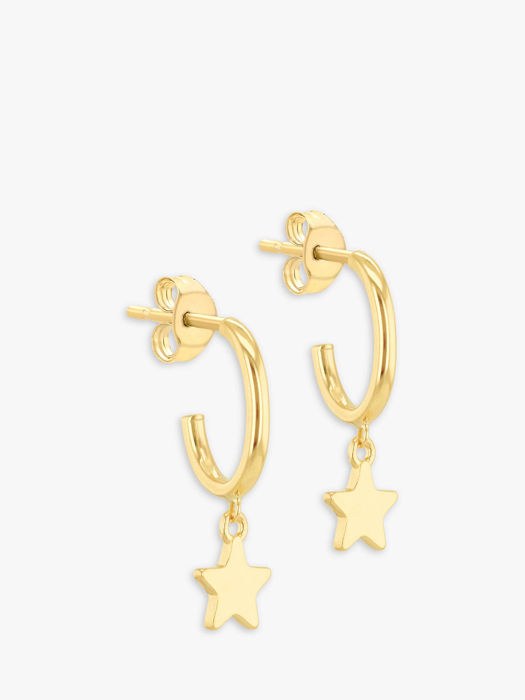 Buy IBB 9ct Gold Star Drop Hoop Earrings, Gold Online at johnlewis.com