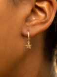 IBB 9ct Gold Star Drop Hoop Earrings, Gold