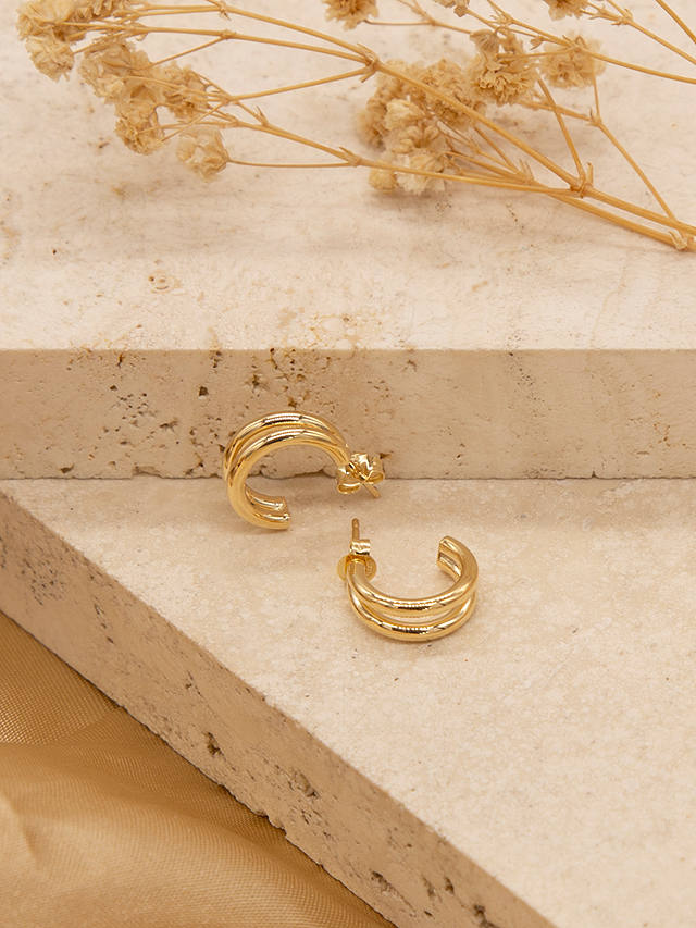 IBB 9ct Gold Double Half Hoop Earrings, Gold