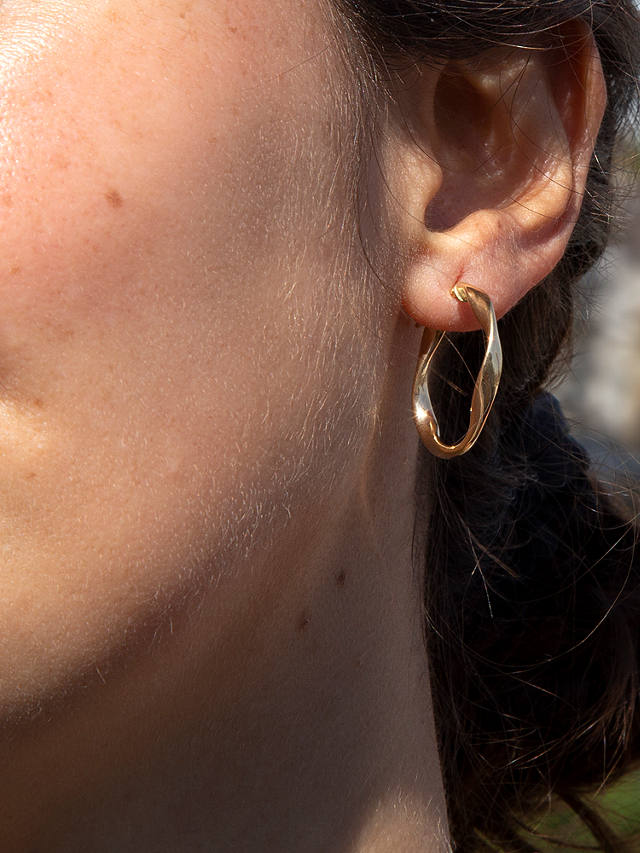 IBB 9ct Gold Twist Hoop Earrings, Gold