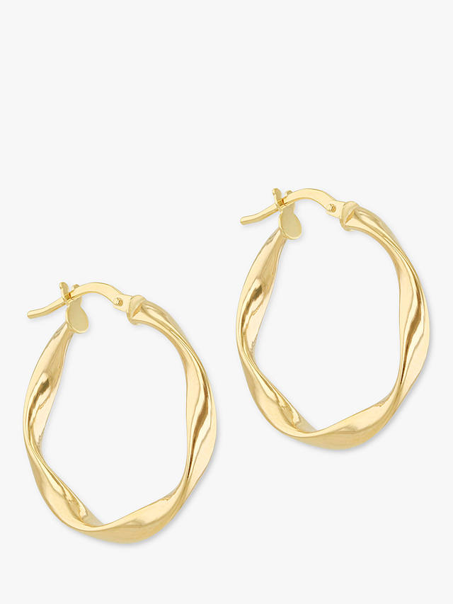 IBB 9ct Gold Twist Hoop Earrings, Gold