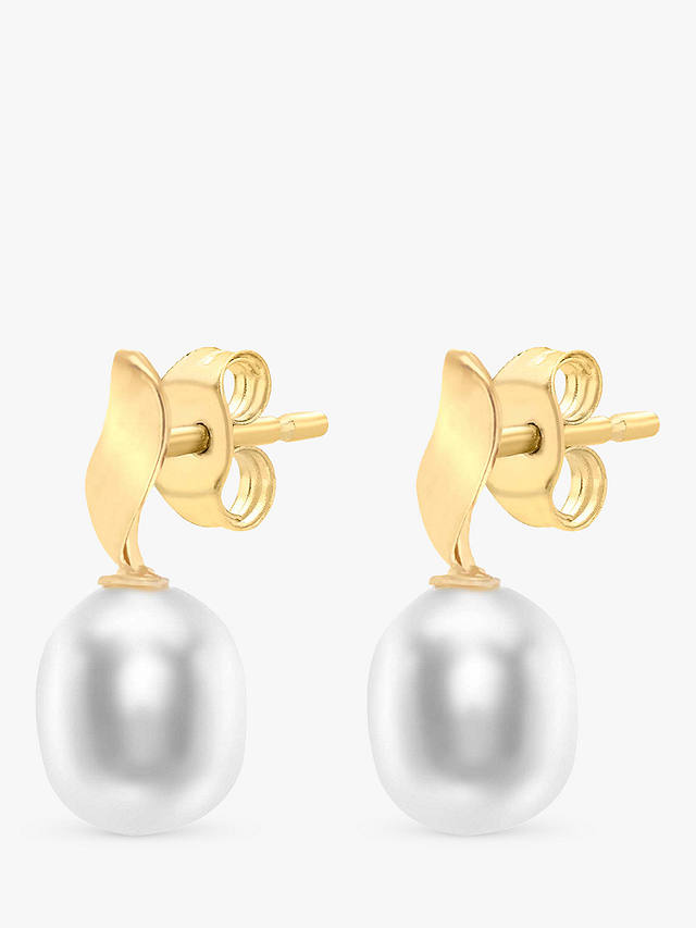 IBB 9ct Gold Pearl Swirl Drop Earrings, Gold