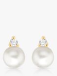 IBB 9ct Gold Pearl & Cubic Zirconia Stud Earrings, Gold