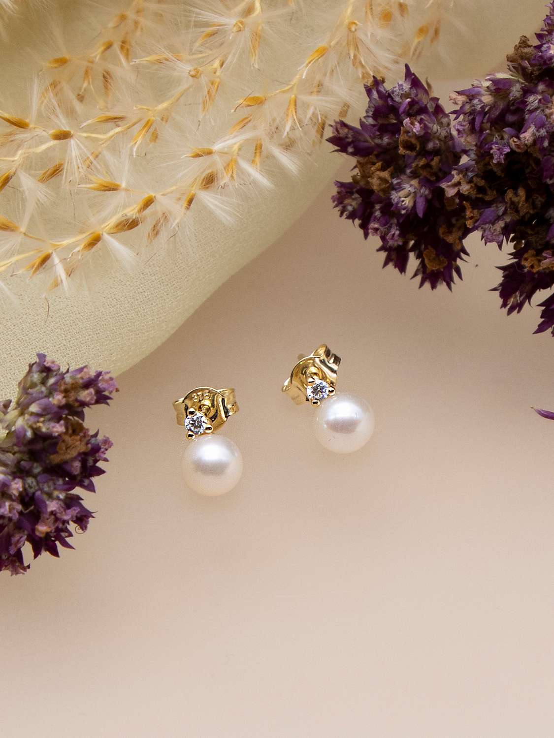 Buy IBB 9ct Gold Pearl & Cubic Zirconia Stud Earrings, Gold Online at johnlewis.com