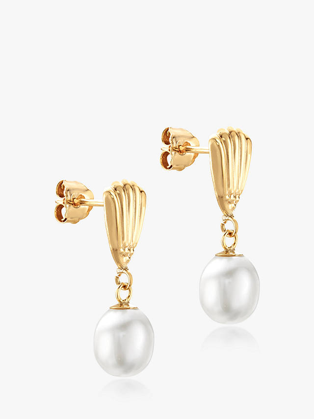 IBB 9ct Yellow Gold Freshwater Pearl Shell Drop Earrings, Gold