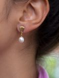 IBB 9ct Yellow Gold Freshwater Pearl Shell Drop Earrings, Gold